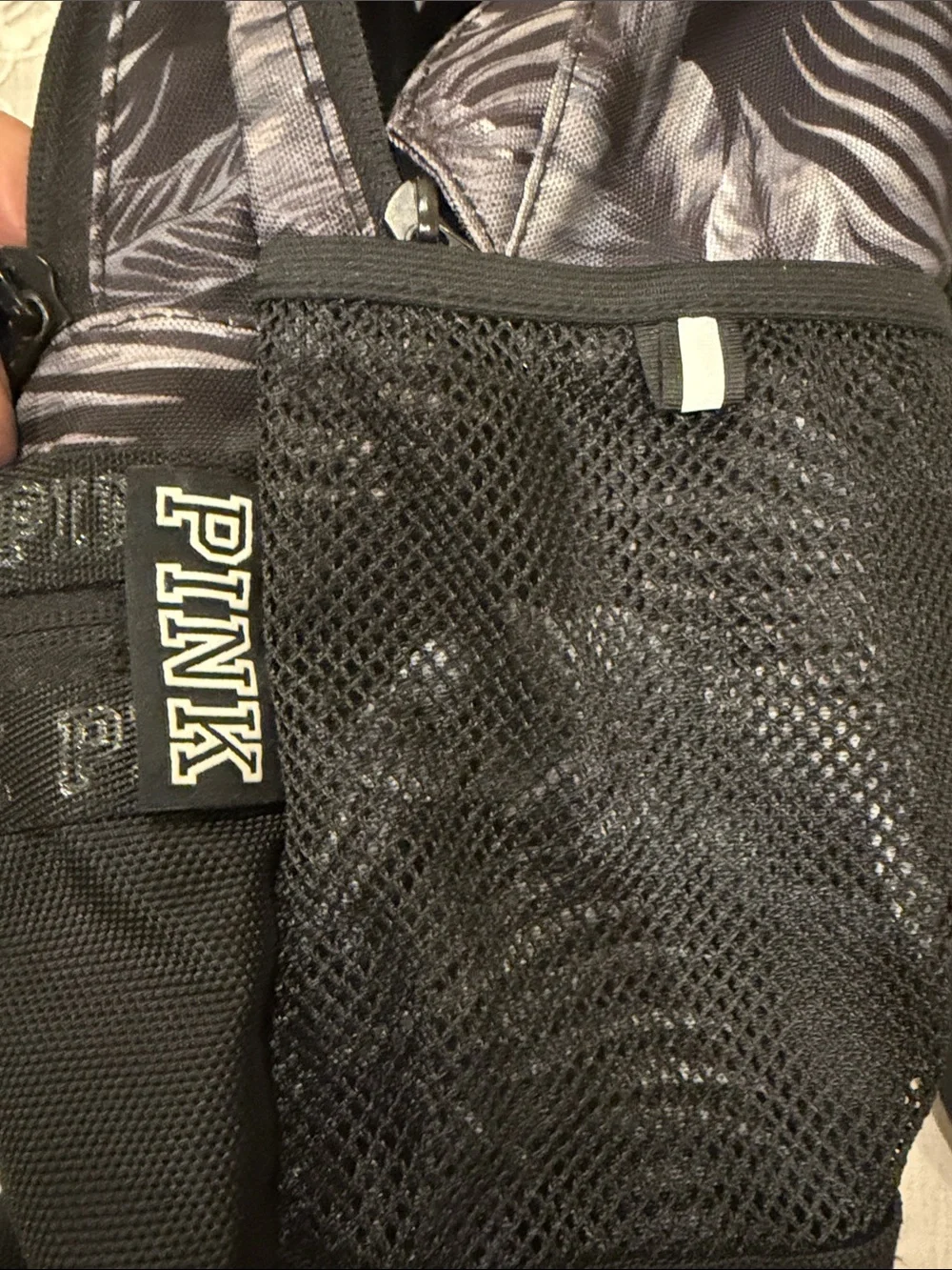 PINK Victoria's Secret Black & Gray Tropical Leaf Women’s Backpack